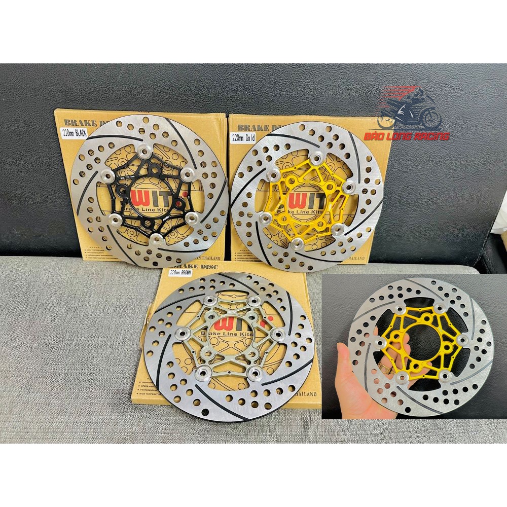 Đĩa SWITS 220MM CNC Tán Đóng INOX304 dầy và chắc chắn gắn xe máy Sirius Wave Dream Fu Led