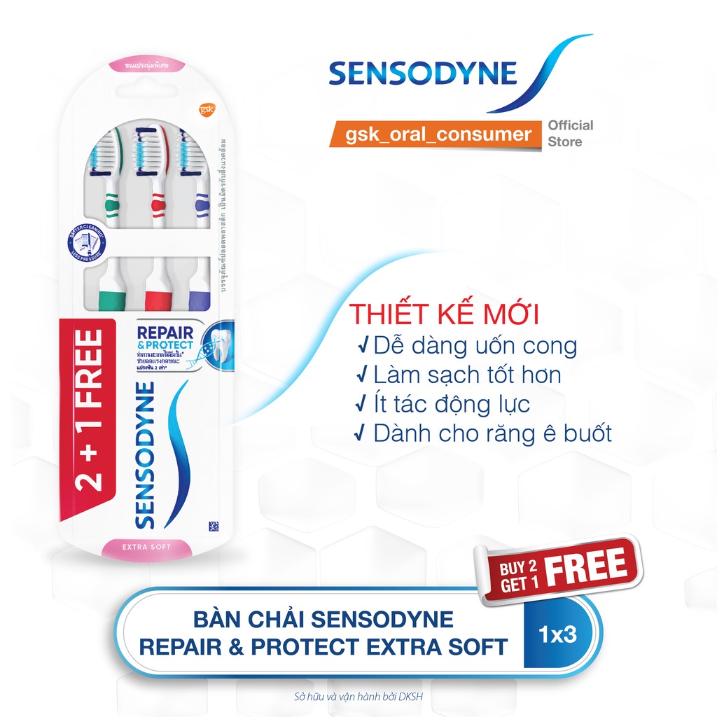 Ảnh Mua 2 tặng 1 Bàn chải đánh răng SENSODYNE Repair & Protect Extra Soft với cổ bàn chải linh hoạt, lông mềm, sạch sâu 1