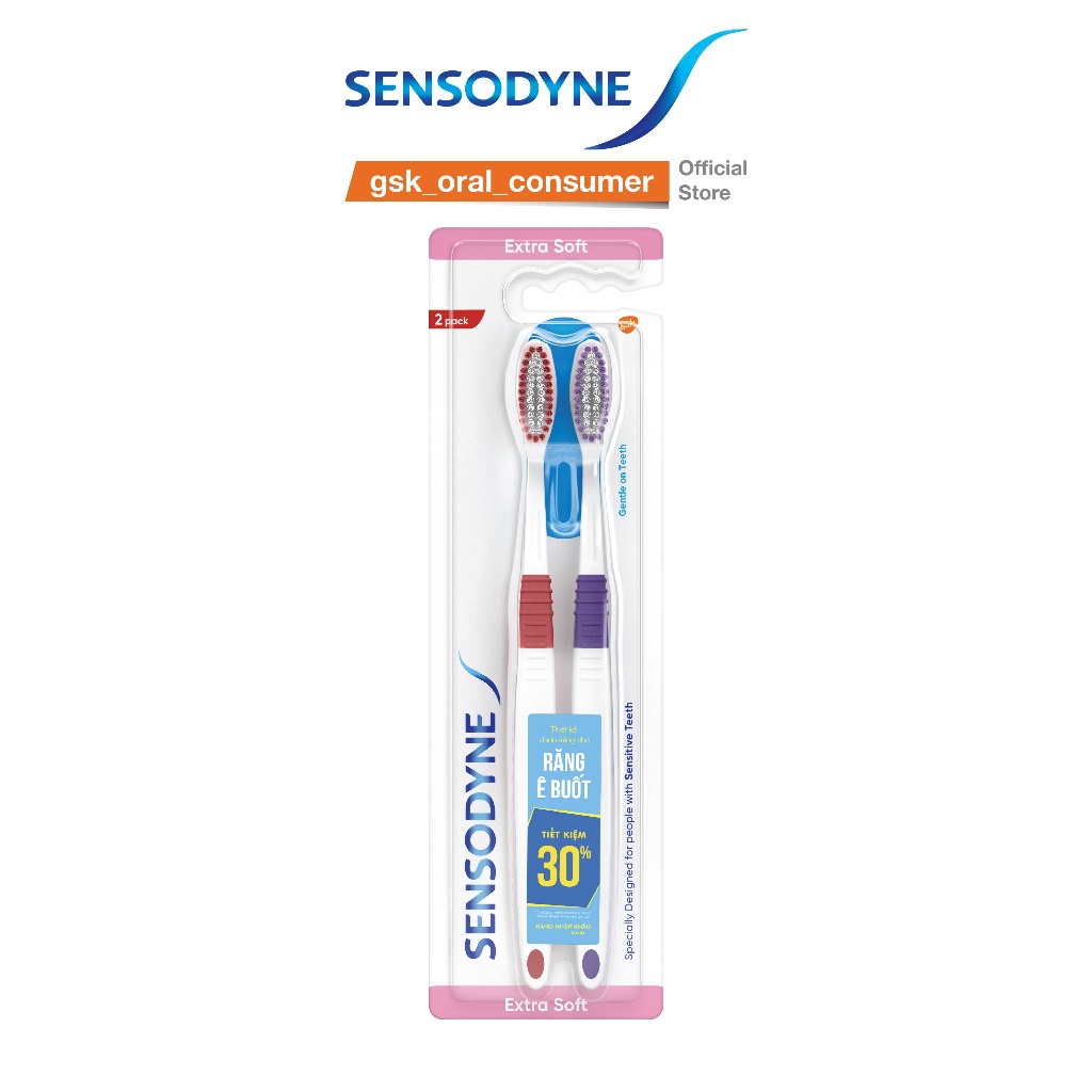Ảnh Bộ 2 Bàn chải đánh răng SENSODYNE Sensitive Extra Soft với lông bàn chải mềm, làm sạch răng nhẹ nhàng, êm dịu với nướu 1