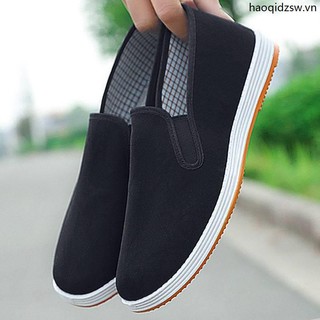 Giày Vải Đế Mềm Dày Thoáng Khí Chống Trượt Phong Cách Bắc Kinh Cổ Điển Dành Cho Nam Trung Niên