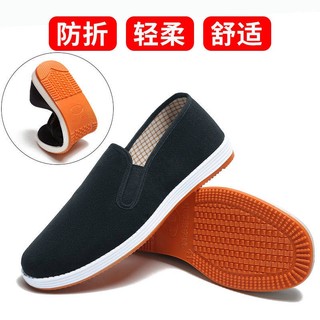 Giày Vải Đế Mềm Dày Thoáng Khí Chống Trượt Phong Cách Bắc Kinh Cổ Điển Dành Cho Nam Trung Niên