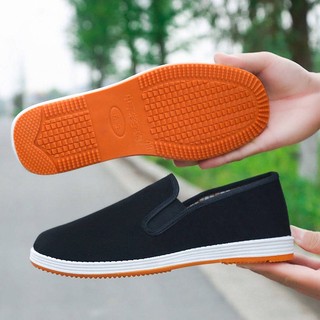 Giày Vải Đế Mềm Dày Thoáng Khí Chống Trượt Phong Cách Bắc Kinh Cổ Điển Dành Cho Nam Trung Niên
