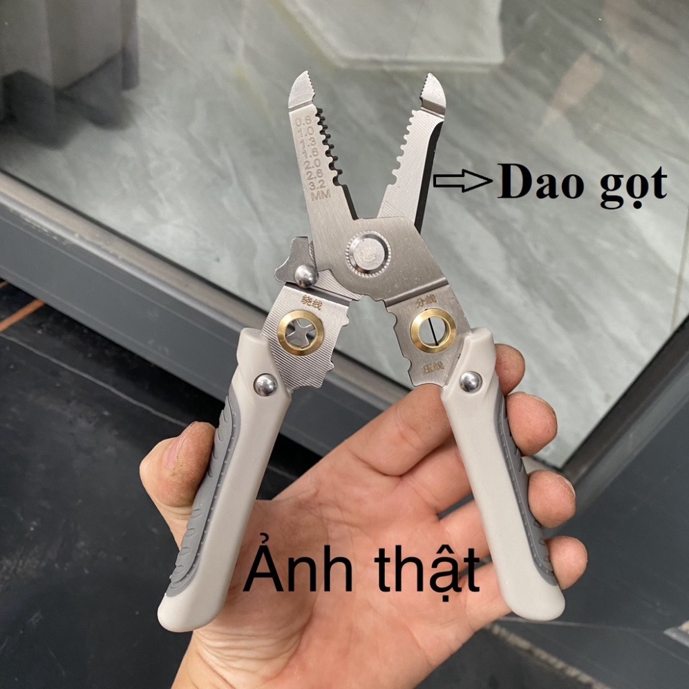 Kìm tuốt dây điện đa năng 9 trong 1, Kìm điện đa năng Thép gió HSS, tước dây 4mm, Lò xo ẩn HOT