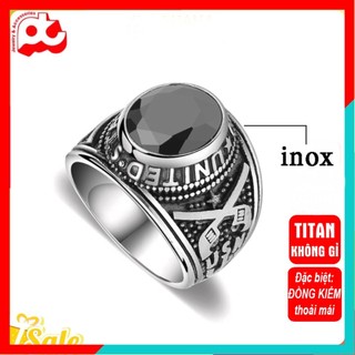 Nhẫn nam titan cao cấp rẻ đẹp kiểu nhẫn mỹ inox thép không gỉ trangsucpt đá đen nhẫn PTNNA06
