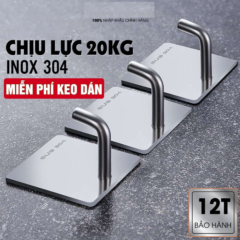 Móc dán inox dán tường siêu chịu lực, không cần khoan tường để treo đồ ...