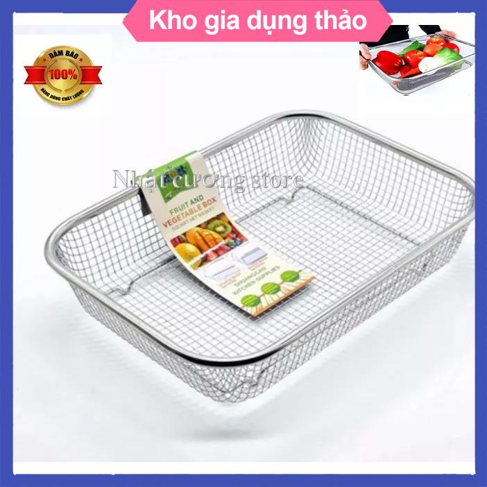 Rổ lưới bằng inox có đế đựng rau củ quả, đựng dụng cụ bền, sáng đẹp ...