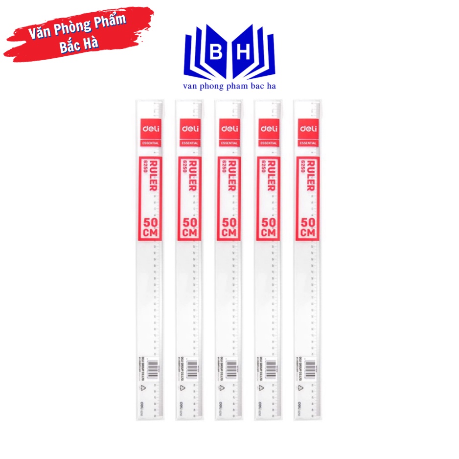 Thước kẻ mica 50cm Deli E6250 ( 6250 ) | Shopee Việt Nam