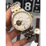 Đồng hồ Nam seiko hở vành tóc chạy cơ automatic mặt trắng vỏ vàng dây đơ mi trắng pha vàng máy Nhật 40mm — ảnh 1