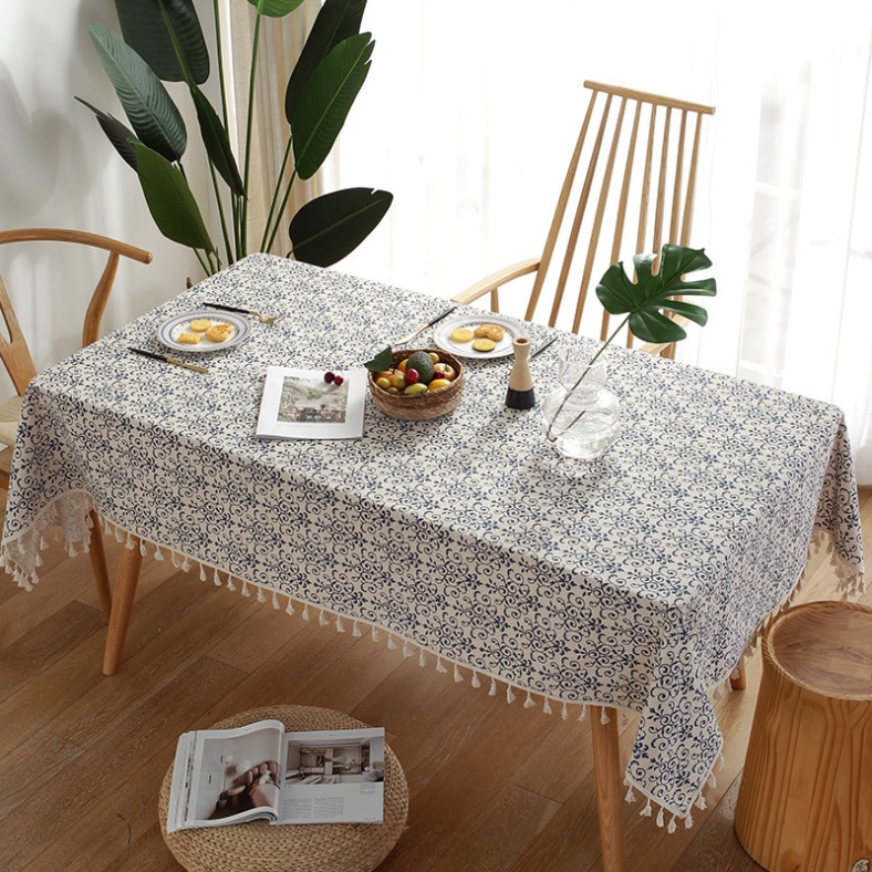 (75*100CM_1M*2M) Khăn Trải Bàn học sinh, Bàn giáo viên viền ren tua rua đẹp, Khăn canvas vải dày họa tiết đẹp