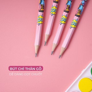 Bút chì 2B MONDEZ, bút chì gỗ cao cấp có tẩy Super Hero màu hồng, nét bút mịn dành cho bé tập viết M10006