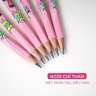 Bút chì 2B MONDEZ, bút chì gỗ cao cấp có tẩy Super Hero màu hồng, nét bút mịn dành cho bé tập viết M10006