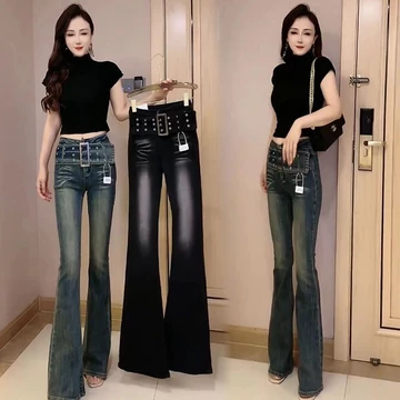 VN Quần jeans Ống Loe Thời Trang Cao Cấp 2023 Cho Nữ Thời trang loa quần khí chất cao cấp công nhân mặc quần jean thời trang thời trang quần lót nữ mỏng thủy triều