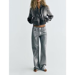 Áo Khoác Zara made in Morocco bomber Chất Lụa satin Dáng retro Cá Tính và quần cùng bộ