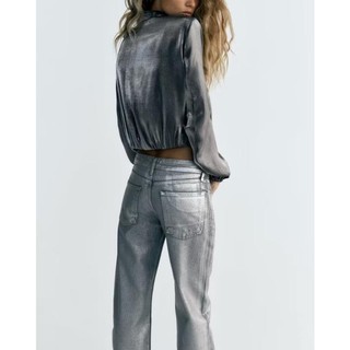 Áo Khoác Zara made in Morocco bomber Chất Lụa satin Dáng retro Cá Tính và quần cùng bộ