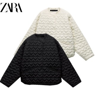 Áo Khoác Zara made in Morocco cotton Chần Bông Cổ Tròn Có Túi