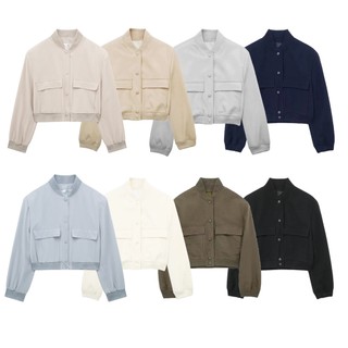 Áo Khoác Zara made in Morocco bomber Dáng Rộng Phối Túi Lớn