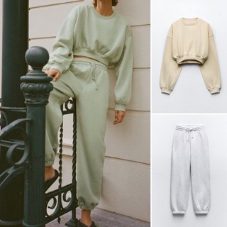 bộ nỉ Sweater Zara made in Morocco áo lửng Quần Dài Ôm Chân
