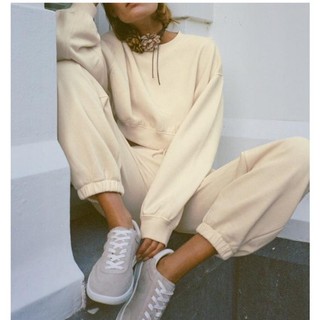 bộ nỉ Sweater Zara made in Morocco áo lửng Quần Dài Ôm Chân