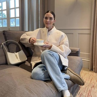 Zara made in Morocco đủ tag Áo Khoác bomber dạ xám Dáng Rộng Cổ Đứng ấm áp