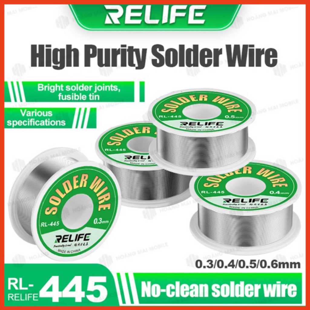 Dây thiếc hàn 183°c RELIFE RL-445 dùng để hàn linh kiện, dây nối, socket, pad và điểm hàn nhỏ