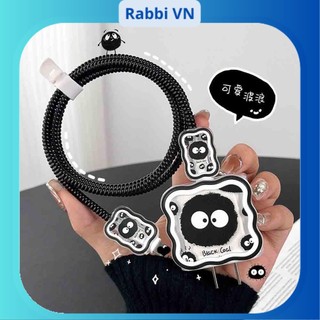 [Hòn than in hình] Bộ phụ kiện bảo vệ cáp và củ sạc PD 18/20W nhiều hình gấu dâu dễ thương RABBI