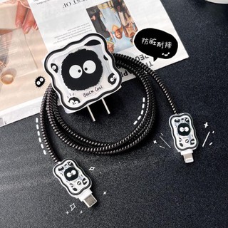 [Hòn than in hình] Bộ phụ kiện bảo vệ cáp và củ sạc PD 18/20W nhiều hình gấu dâu dễ thương RABBI