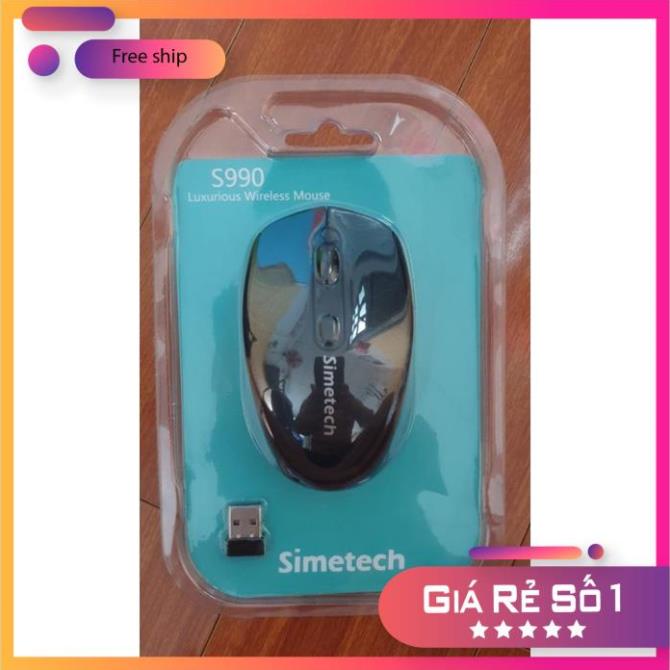 SG [TẶNG LÓT CHUỘT] Chuột máy tính không dây Simetech S990 CHÍNH HÃNG ...