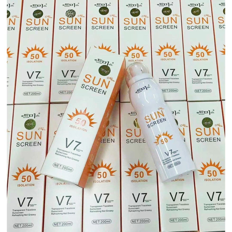 Xịt chống nắng trắng da Sun Screen V7 nâng tone chống nước không bết dính SPF50 - KYK