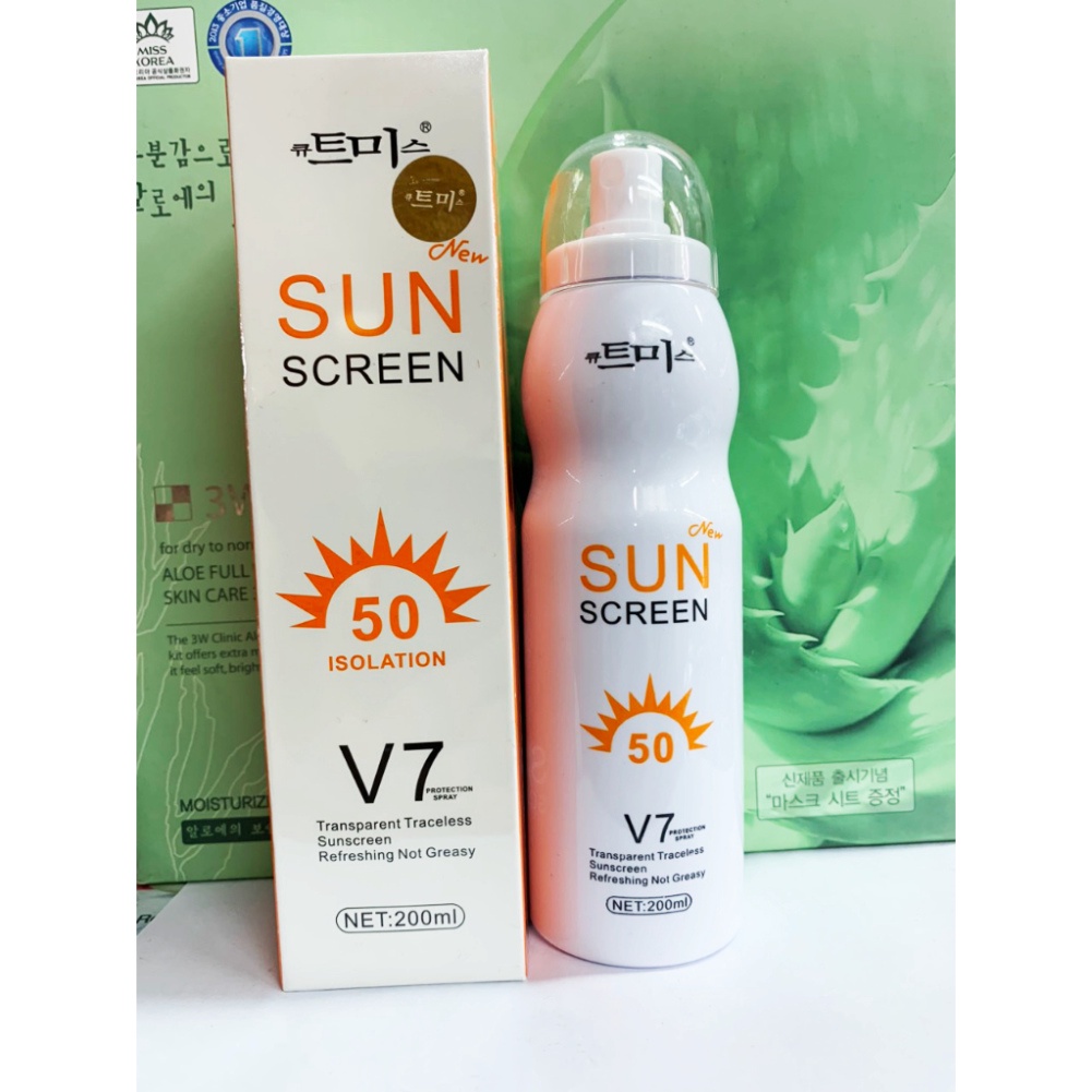Xịt chống nắng trắng da Sun Screen V7 nâng tone chống nước không bết dính SPF50 - KYK