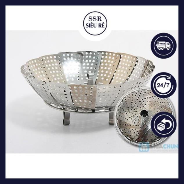 Rổ hấp Inox xếp gọn 16cm giá hấp inox, rế hấp có chân vỉ hấp Khay Hấp ...