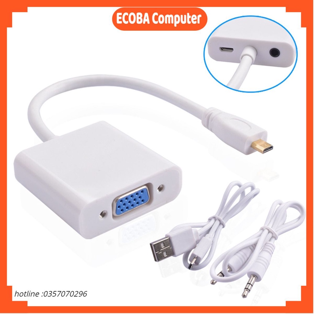 Cáp chuyển đổi HDMI VGA - Micro HDMI VGA có Audio cho laptop máy tính ...