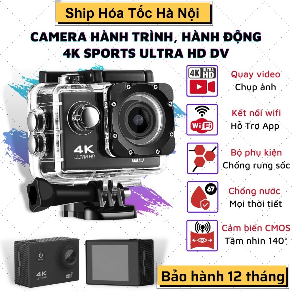 Camera Hành Trình 4K SPORT Ultra HD DV, Kết Nối Wifi, Chống Rung
