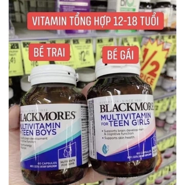 Vitamin tổng hợp tuổi teen 12-18 tuổi bé trai và bé gái blackmores multi vitamin for teen boys, teen girls 60 viên