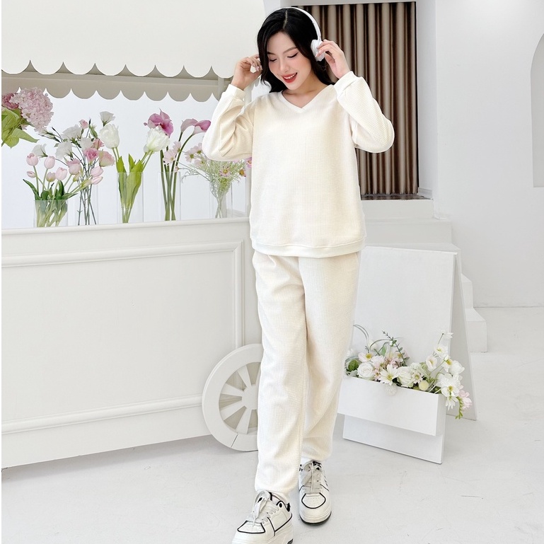 Bộ đồ bầu MEDYLA mặc nhà Hoodie nỉ da cá dày dặn mặc được sau sinh – BTT1557