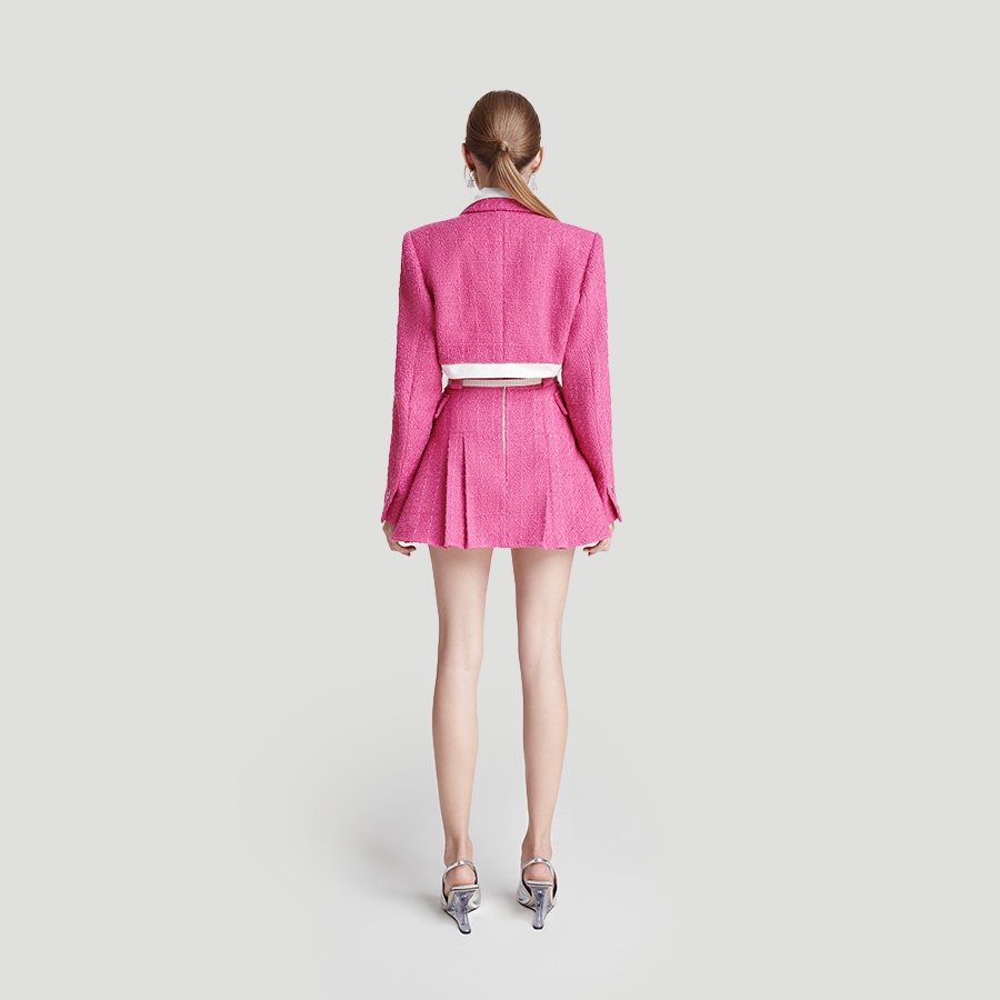 Ảnh DEAR JOSÉ - Áo blazer crop top MOON PRISM vải tweed hồng 2