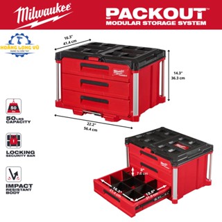 Hộp đựng dụng cụ packout Milwaukee 48-22-8443 đựng đồ nghề, dụng cụ 3 ngăn
