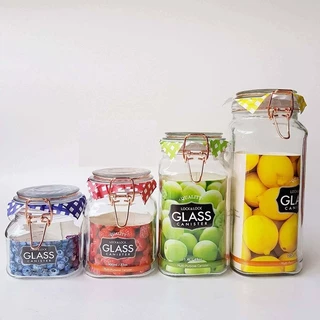 Hũ thủy tinh đựng thực phẩm Lock&Lock Glass canister nhiều dung tích Nắp gài khóa kim loại, lọ bảo quản kín hơi