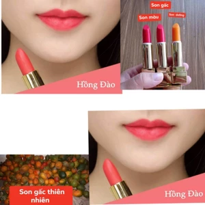 son gấc thiên nhiên và son kem nhung lì mua 2 thỏi tặng 1 son kem dưỡng môi màu nhẹ