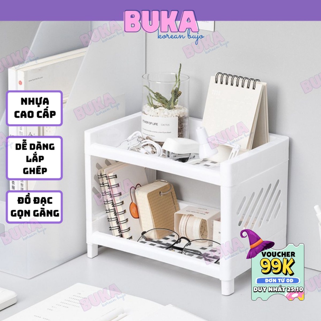 Kệ đa năng mini 2 tầng Buka kệ nhựa trang trí bàn học văn phòng phẩm ...