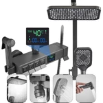 Bộ vòi hoa sen 4 nút bấm Hiển thị nhiệt độ qua màn hình LED thế hệ mới - Màu đen — ảnh 5