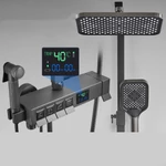 Bộ vòi hoa sen 4 nút bấm Hiển thị nhiệt độ qua màn hình LED thế hệ mới - Màu đen — ảnh 6