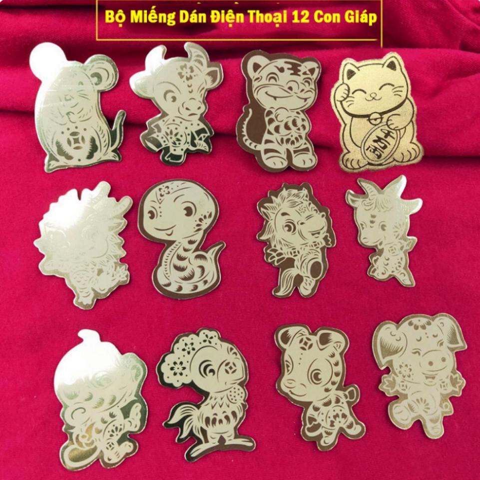 Miếng dán mạ Vàng 12 Con Giáp mang lại may mắn phù hộ điều tốt đẹp cho người sử dụng [MON STORE]