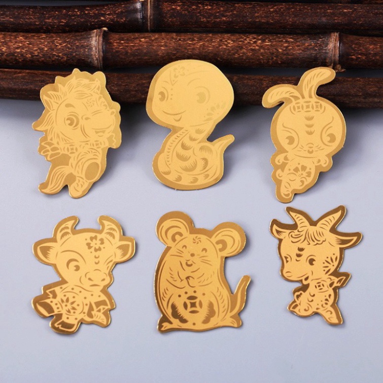 Miếng dán mạ Vàng 12 Con Giáp mang lại may mắn phù hộ điều tốt đẹp cho người sử dụng [MON STORE]