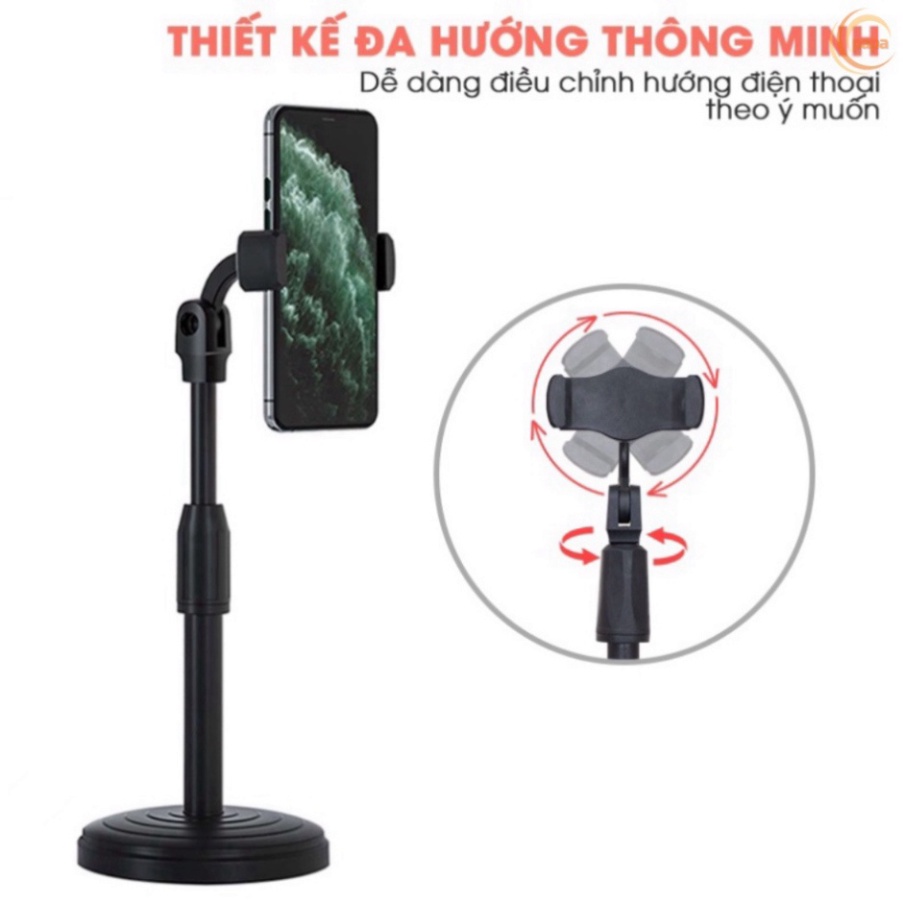 Giá Đỡ Điện Thoại Livestream để Treo Kẹp Quay Phim Ghi Hình xem video Ổn Định Xoay 360 Độ - Chiều Cao 38mm [Đế Nặng]