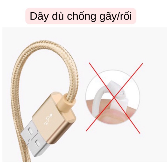 Dây cáp sạc samsung/type c/ Micro USB/Lai ning bọc dây dù chống rối chống đứt dài 20cm 1m 3m-Bảo hành 1 đối 1- Mima Shop