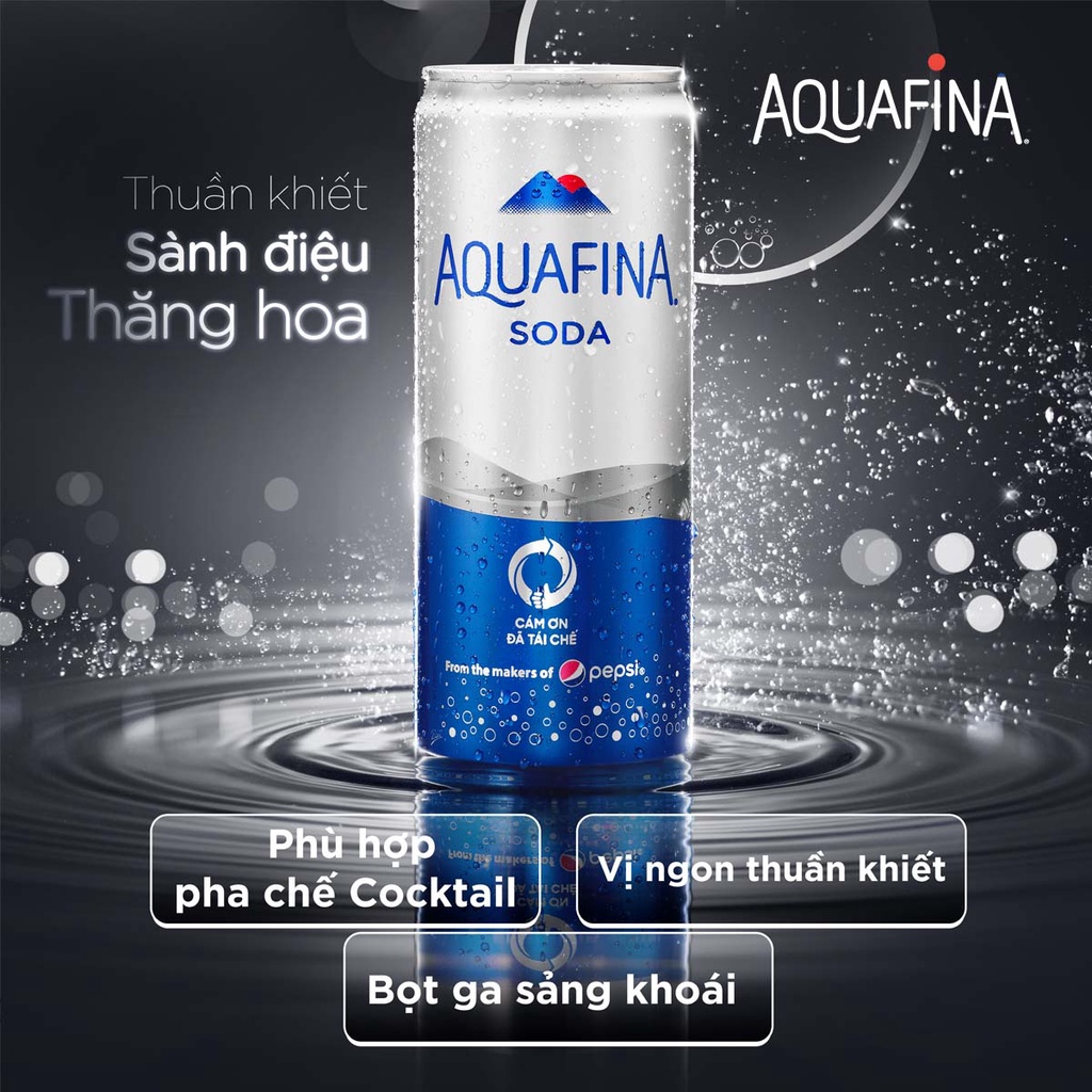 Ảnh Thùng 24 Lon Nước Uống Có Gaz Aquafina Soda (320ml/lon) 4