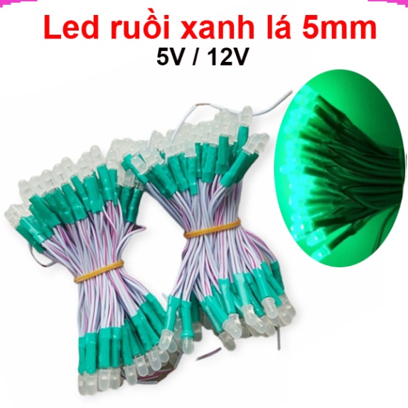 Đèn LED ruồi 5V / 12V - Xanh Lá ( Gói 5 con) || | Shopee Việt Nam