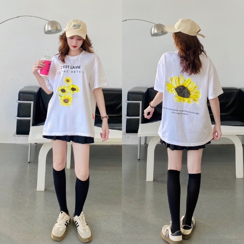 Áo thun oversize cotton 250gsm in hình hoa hướng dương | Vải dày, mịn, unisex đi chơi – du lịch