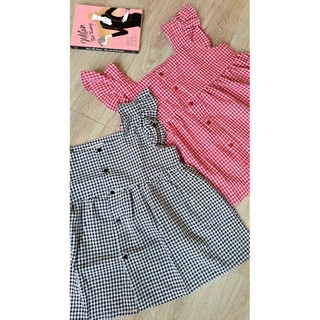 Áo kiểu babydoll dáng rộng tay cánh tiên cổ vuông hoạ tiết kẻ caro phong cách Hàn Quốc - me fashion