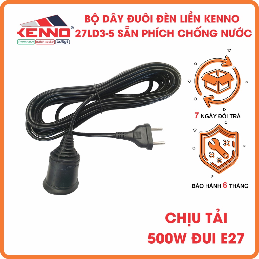 Bộ đuôi treo đèn liền KENNO dây chống nước 27LD3 5 sẵn phích cắm siêu tiện dụng